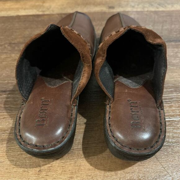 Born Women's Brown Slip-On Wedge Clogs Size 8 Chunky Heel Academia FLAWS - Picture 6 of 10